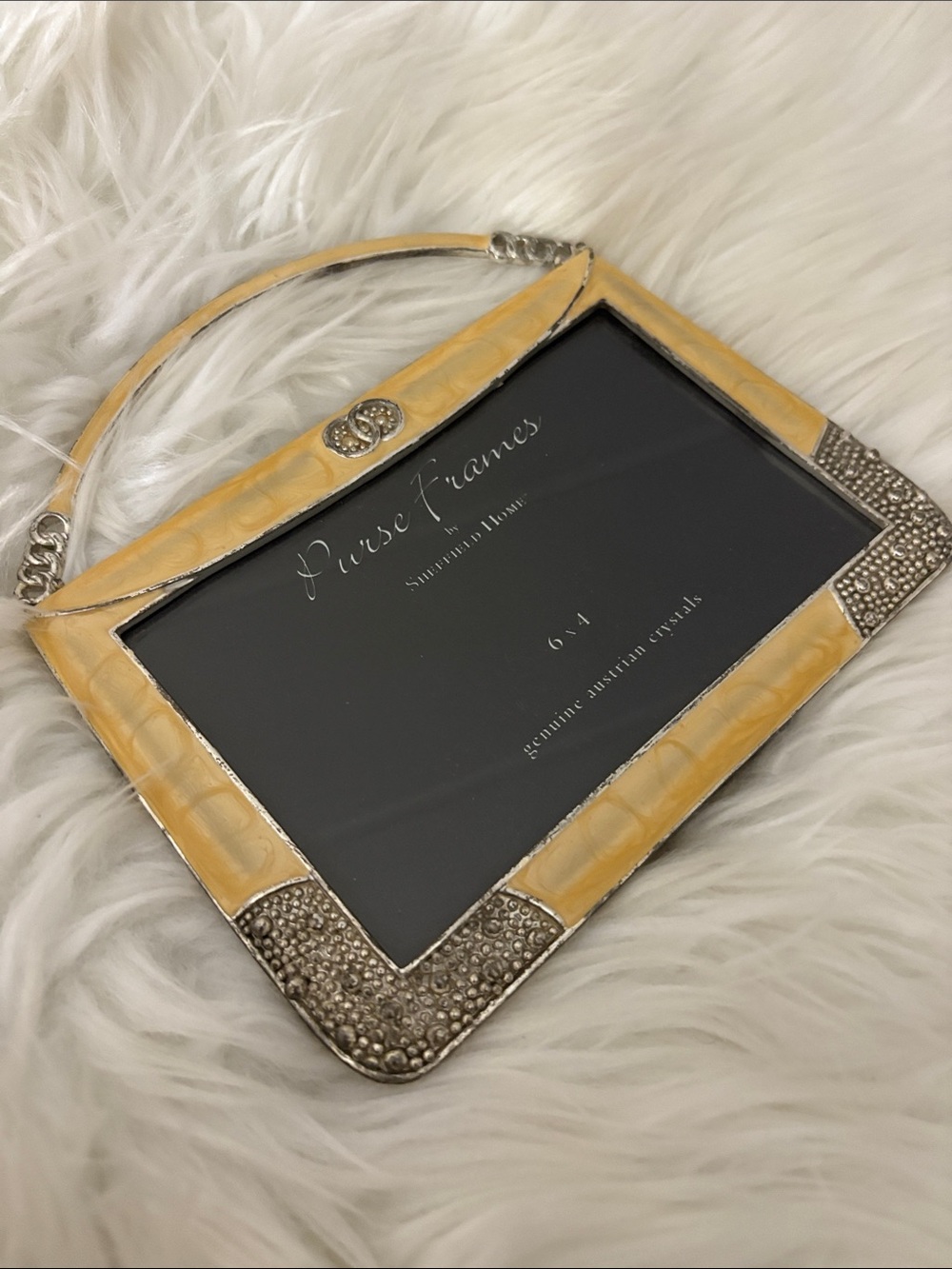 Luxe Yellow Enamel Photo Frame with Crystal Accents